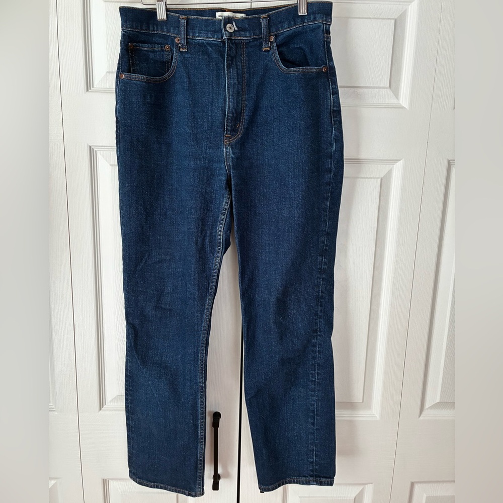 Abercrombie & Fitch Dark Blue Ankle Straight Leg Curve Love Jeans 30 long